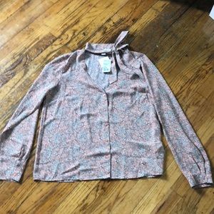NWT Forever 21 Floral Peach Long Sleeve Blouse